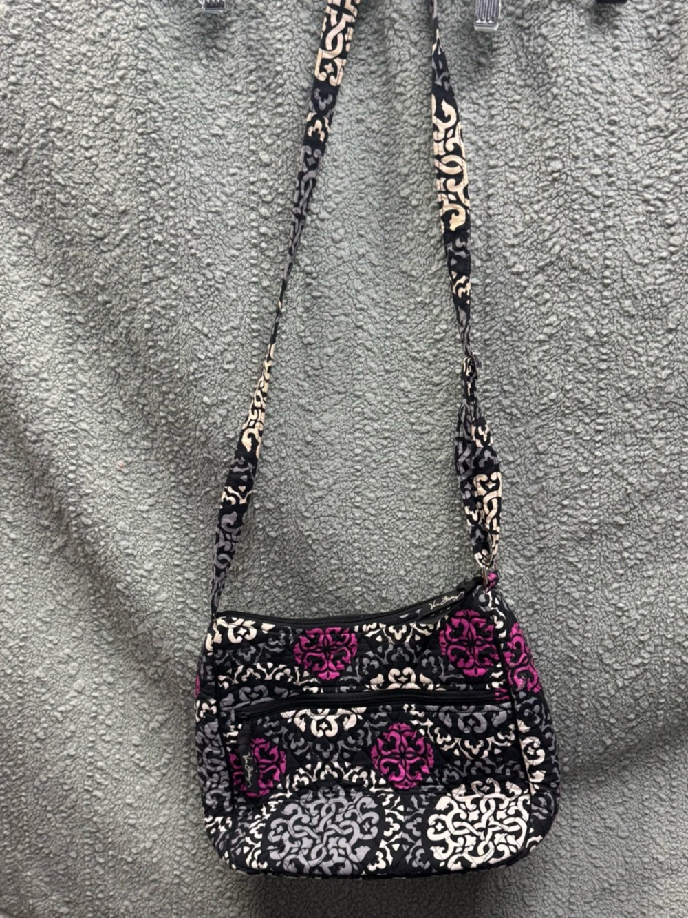 Vera Bradley Black, Gray & Pink Quilted Crossbody Bag